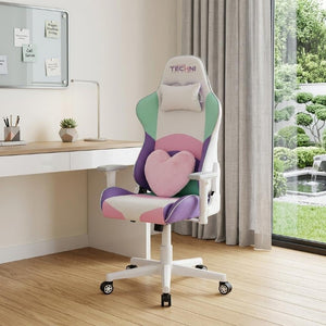 Baby Pink Ergonomic Swivel Desk Chair with Adjustable Height and Rolling Casters