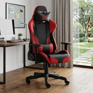 Black Ergonomic Swivel Gaming Chair with Adjustable Height and Rolling Caster Base