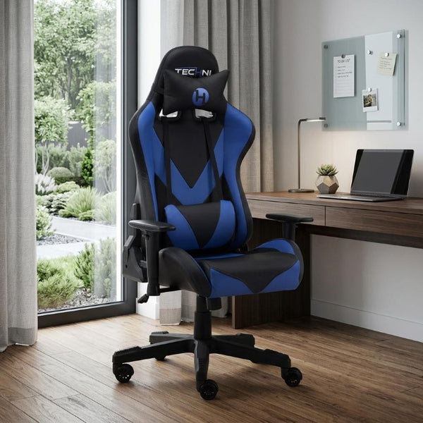 Blue Ergonomic Swivel Rocker with Adjustable Seat Height for Pro Gaming Setup