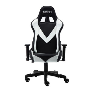 White Ergonomic Swivel Gaming Chair with Adjustable Height and Rolling Caster Base