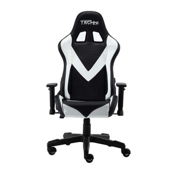 White Ergonomic Swivel Gaming Chair with Adjustable Height and Rolling Caster Base