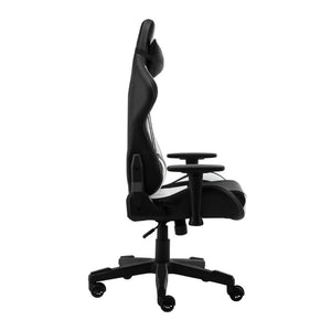 White Ergonomic Swivel Gaming Chair with Adjustable Height and Rolling Caster Base