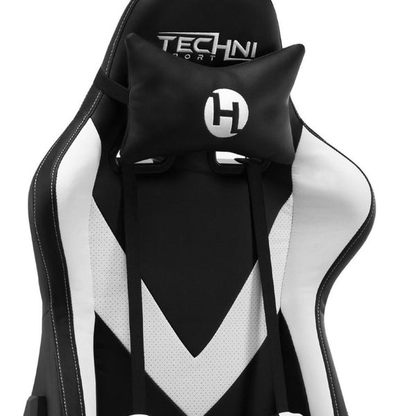 White Ergonomic Swivel Gaming Chair with Adjustable Height and Rolling Caster Base