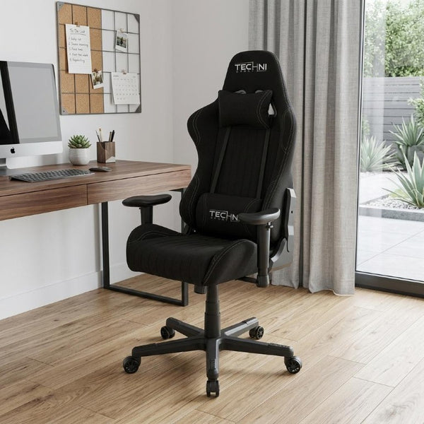 Black Ergonomic Rolling Swivel Chair with Adjustable Height for Gaming Setup