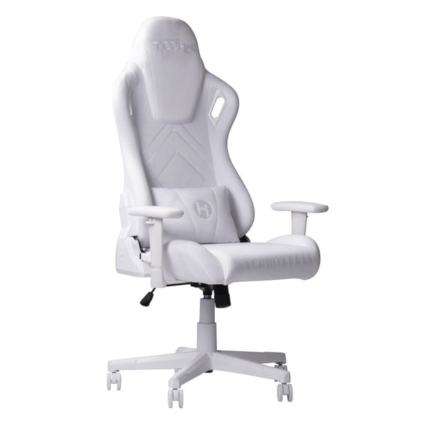 White Ergonomic Swivel Gaming Chair with Rolling Casters and Height Adjustment