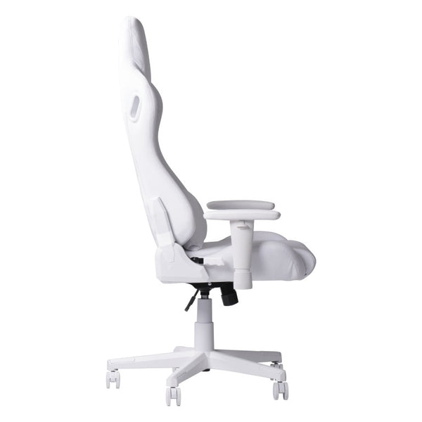 White Ergonomic Swivel Gaming Chair with Rolling Casters and Height Adjustment