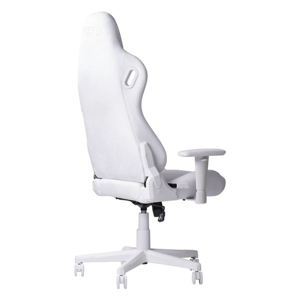 White Ergonomic Swivel Gaming Chair with Rolling Casters and Height Adjustment