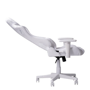 White Ergonomic Swivel Gaming Chair with Rolling Casters and Height Adjustment