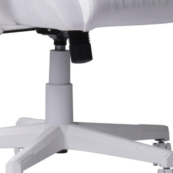 White Ergonomic Swivel Gaming Chair with Rolling Casters and Height Adjustment