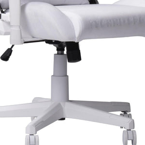 White Ergonomic Swivel Gaming Chair with Rolling Casters and Height Adjustment