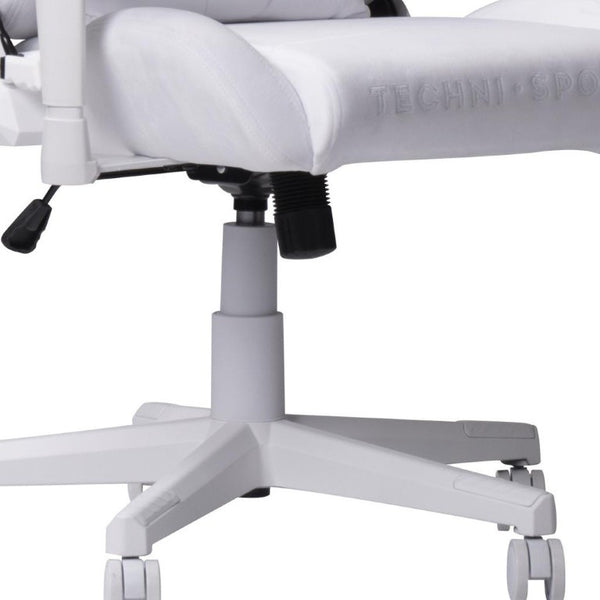 White Ergonomic Swivel Gaming Chair with Rolling Casters and Height Adjustment