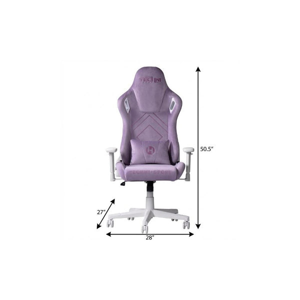 Purple Ergonomic Swivel Seat with Adjustable Height and Rolling Casters for Gamers