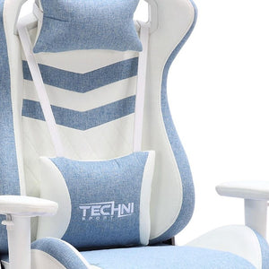 Blue Ergonomic Swivel Gaming Chair with Adjustable Height and Smooth Rolling Base