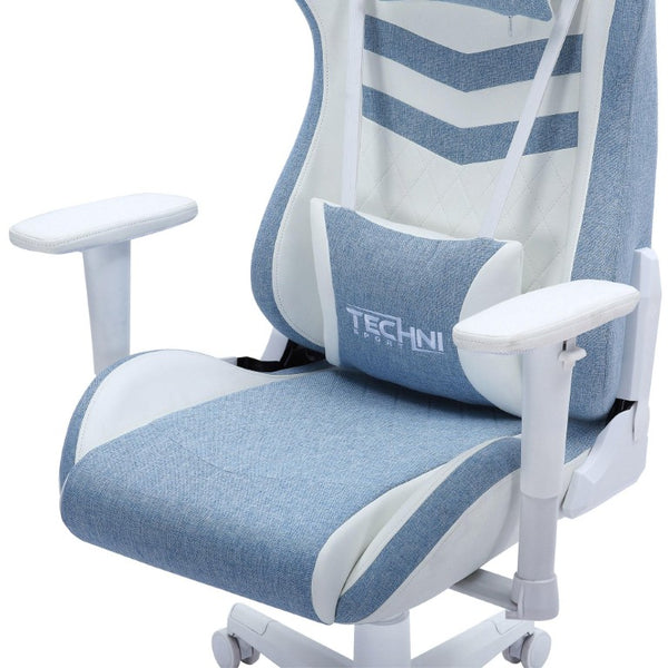 Blue Ergonomic Swivel Gaming Chair with Adjustable Height and Smooth Rolling Base