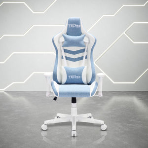 Blue Ergonomic Swivel Gaming Chair with Adjustable Height and Smooth Rolling Base