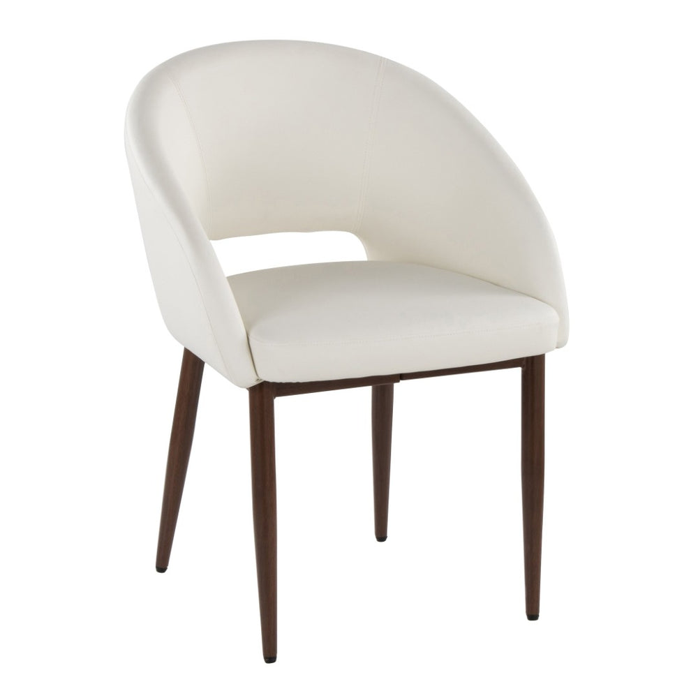 English Elm Chair Set of Two with Tapered Walnut Metal Legs and Off-white Upholstered Seats Walnut,White B202S02118