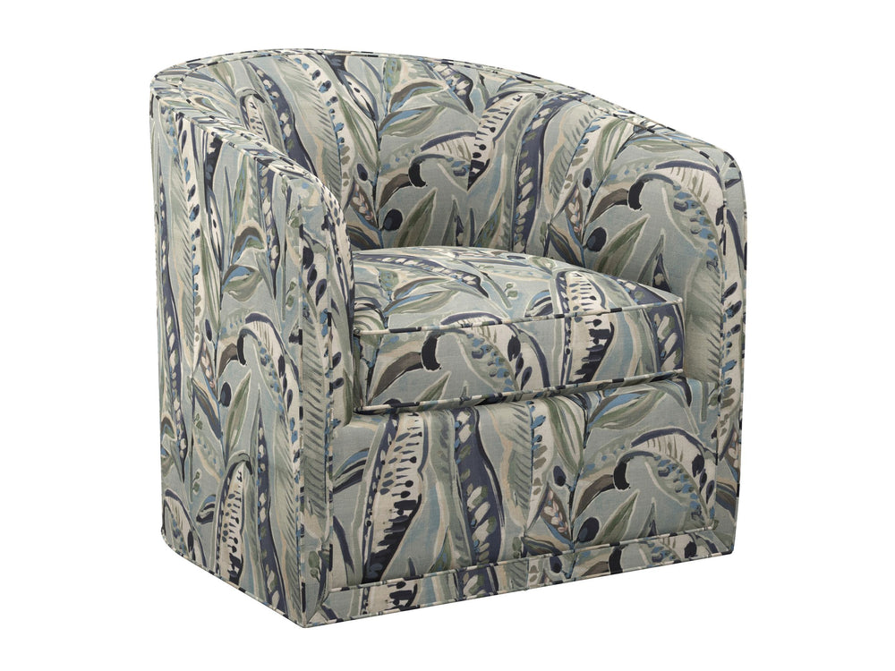 Lexington Colton Swivel Accent Chair with Ultra Down Cushion and Woven Detail Global Transitional Style Blue/Aqua 7277-11SW-70