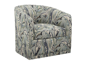 Lexington Colton Swivel Accent Chair with Ultra Down Cushion and Woven Detail Global Transitional Style Blue/Aqua 7277-11SW-70