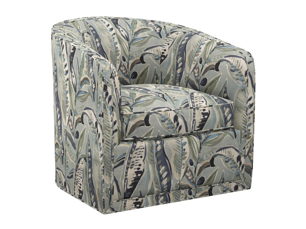 Lexington Colton Swivel Accent Chair with Ultra Down Cushion and Woven Detail Global Transitional Style Blue/Aqua 7277-11SW-70
