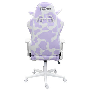 HomeRoots Lavender Cow Print Gaming Chair with Adjustable Rolling Base for Teen Bedroom 727700
