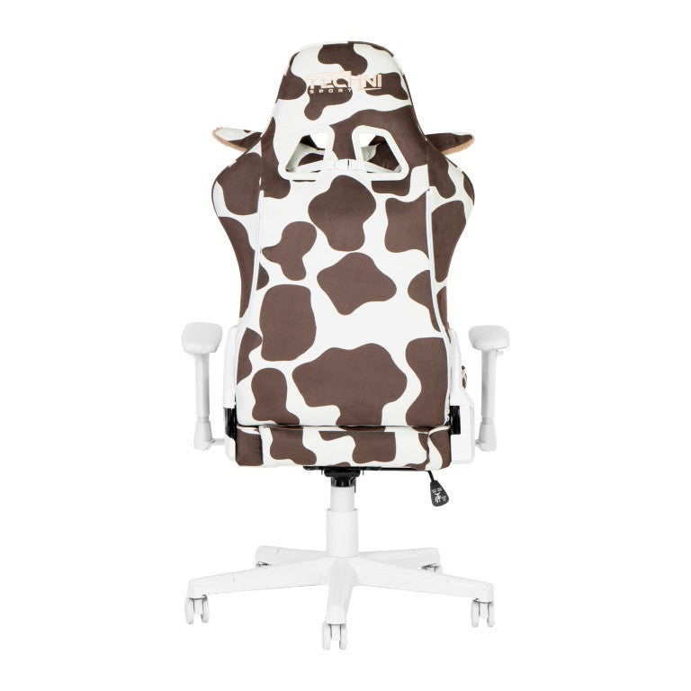 HomeRoots Brown Cow Print Gaming Chair with Adjustable Height and Smooth Rolling Casters 727701