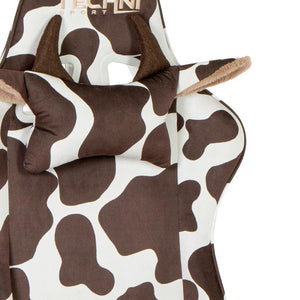 Brown Cow Print Gaming Chair with Adjustable Height and Smooth Rolling Casters