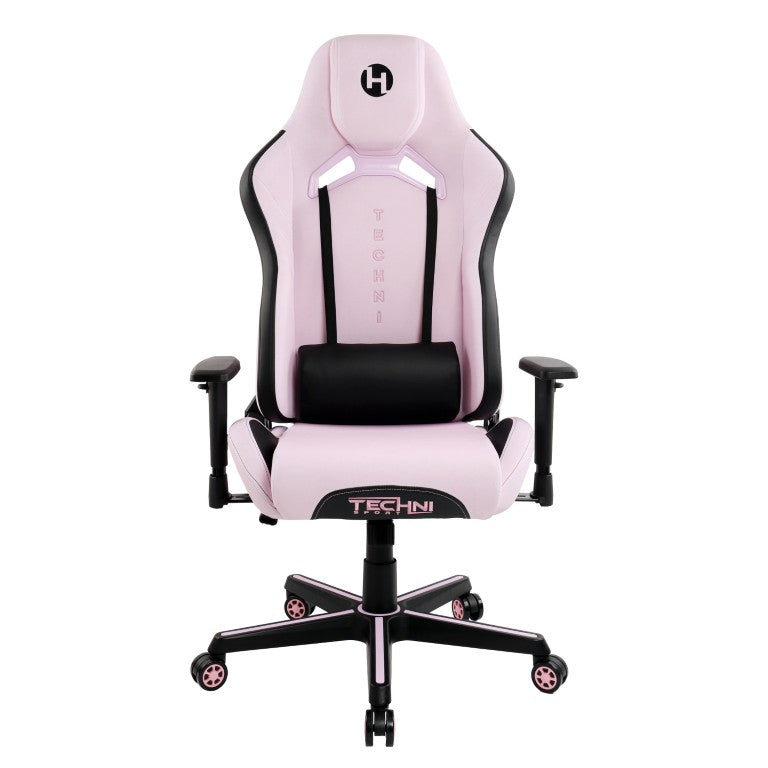 HomeRoots Pink Ergonomic Swivel Chair with Adjustable Height and Rolling Casters for Gamers 727704