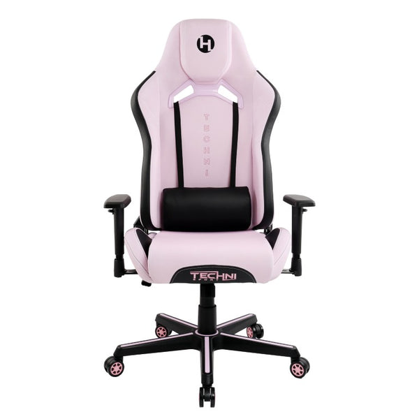 HomeRoots Pink Ergonomic Swivel Chair with Adjustable Height and Rolling Casters for Gamers 727704