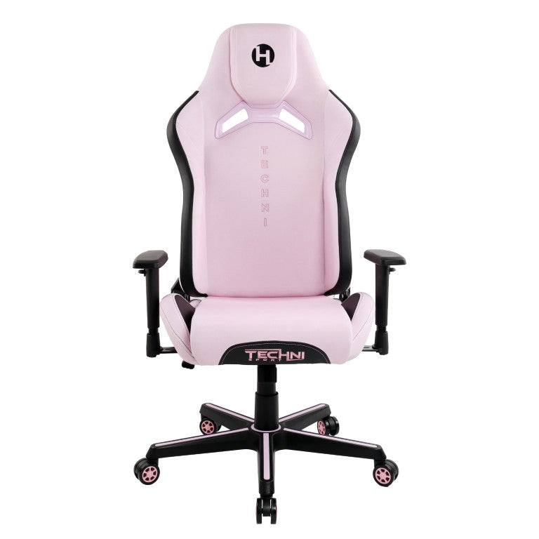 HomeRoots Pink Ergonomic Swivel Chair with Adjustable Height and Rolling Casters for Gamers 727704