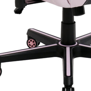 Pink Ergonomic Swivel Chair with Adjustable Height and Rolling Casters for Gamers