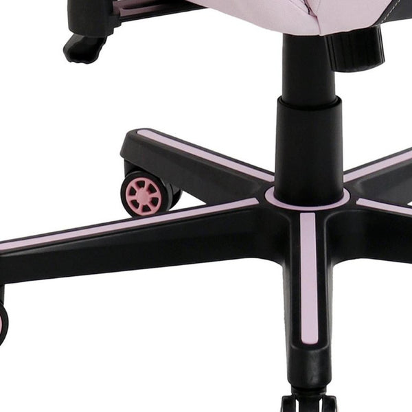 Pink Ergonomic Swivel Chair with Adjustable Height and Rolling Casters for Gamers