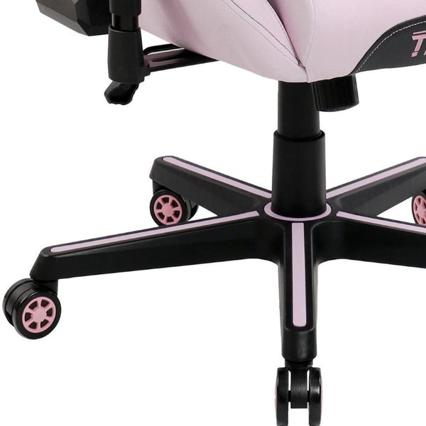 Pink Ergonomic Swivel Chair with Adjustable Height and Rolling Casters for Gamers