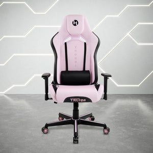 Pink Ergonomic Swivel Chair with Adjustable Height and Rolling Casters for Gamers