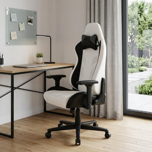 Black Swivel Gaming Chair with Adjustable Height and Rolling Caster Base