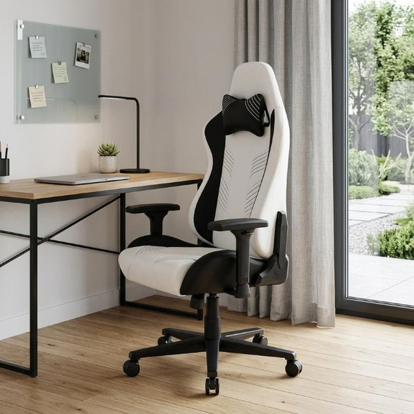 Black Swivel Gaming Chair with Adjustable Height and Rolling Caster Base
