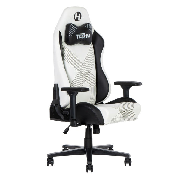 Black Swivel Gaming Chair with Adjustable Height and Rolling Caster Base