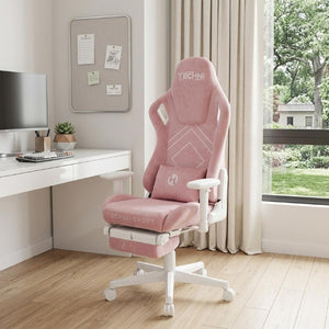 Pink Ergonomic Swivel Desk Chair with Adjustable Height for Study or Gaming