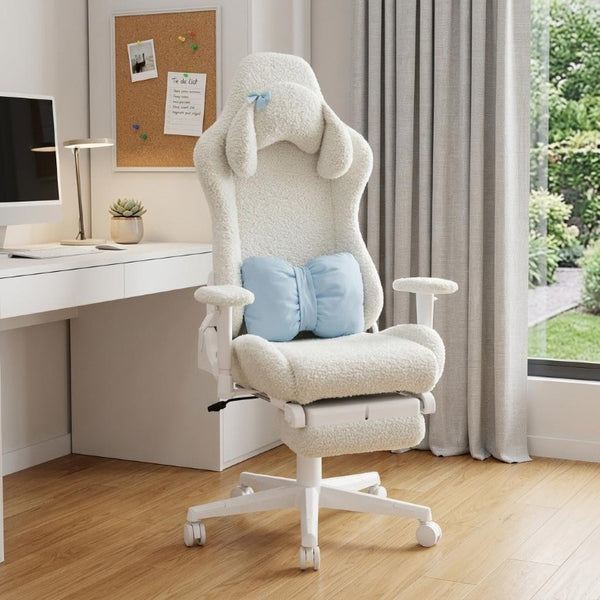 Ergonomic Swivel Gaming Chair with Adjustable Height Rolling Base and Built-in Footrest Support
