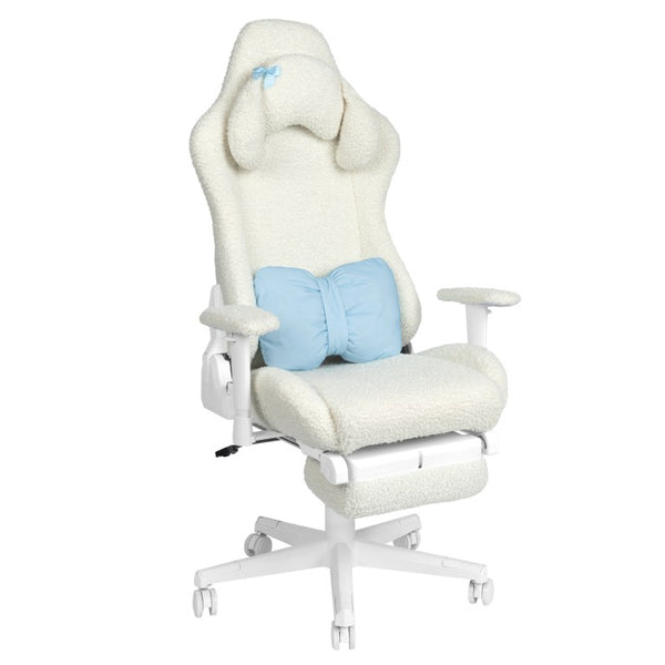 Ergonomic Swivel Gaming Chair with Adjustable Height Rolling Base and Built-in Footrest Support