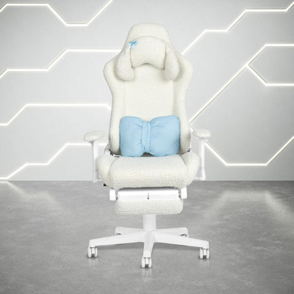 Ergonomic Swivel Gaming Chair with Adjustable Height Rolling Base and Built-in Footrest Support