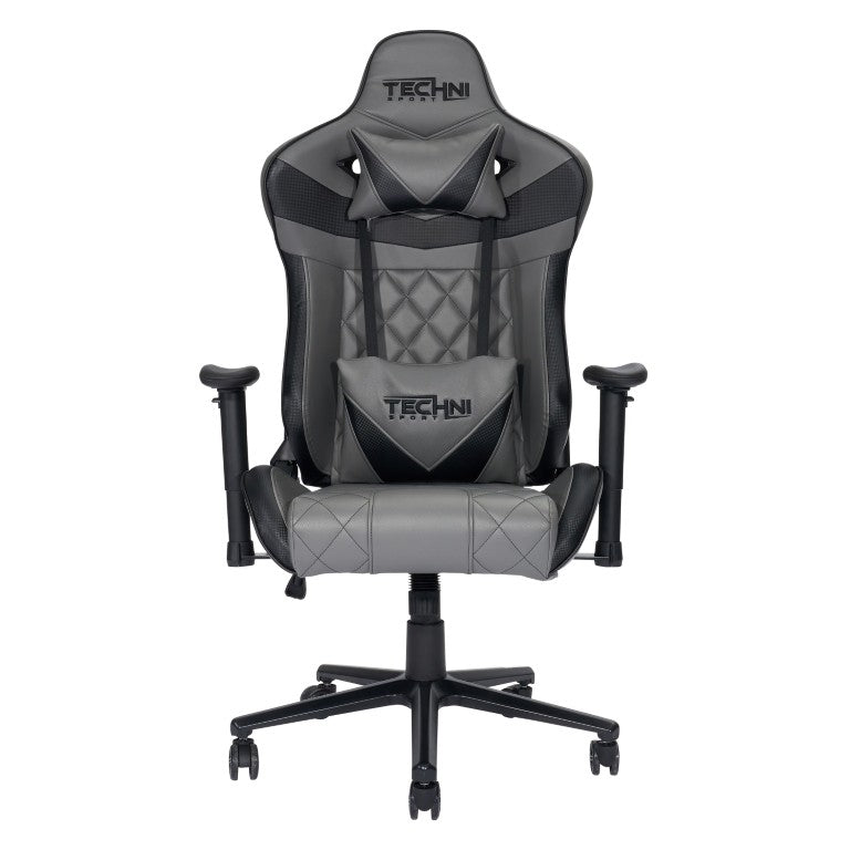 HomeRoots Gray Ergonomic Swivel Gaming Chair with Adjustable Height and Rolling Casters 727709