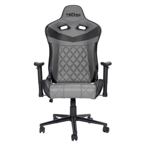 Gray Ergonomic Swivel Gaming Chair with Adjustable Height and Rolling Casters