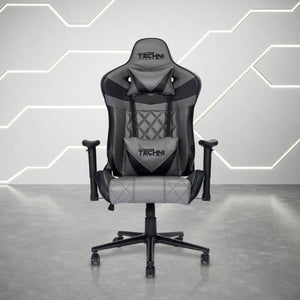 Gray Ergonomic Swivel Gaming Chair with Adjustable Height and Rolling Casters