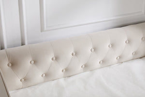 English Elm Twin Velvet Daybed with Pull Out Trundle Tufted Back Usb Port and Side Pockets Beige W1361S00035