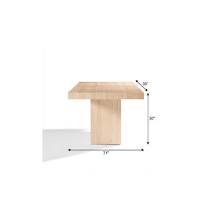71 Inch Stone Top Pedestal Dining Table in Warm Beige for Modern Living Rooms