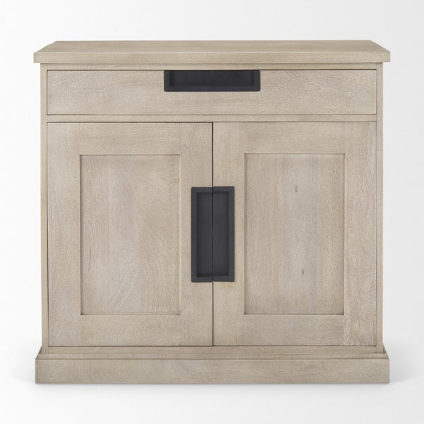 HomeRoots 19 Inch Solid Wood Accent Cabinet with Dual Doors and Bottom Drawer for Stylish Home Storage 18.5" W x 31.5" H x 33.5" D 727714