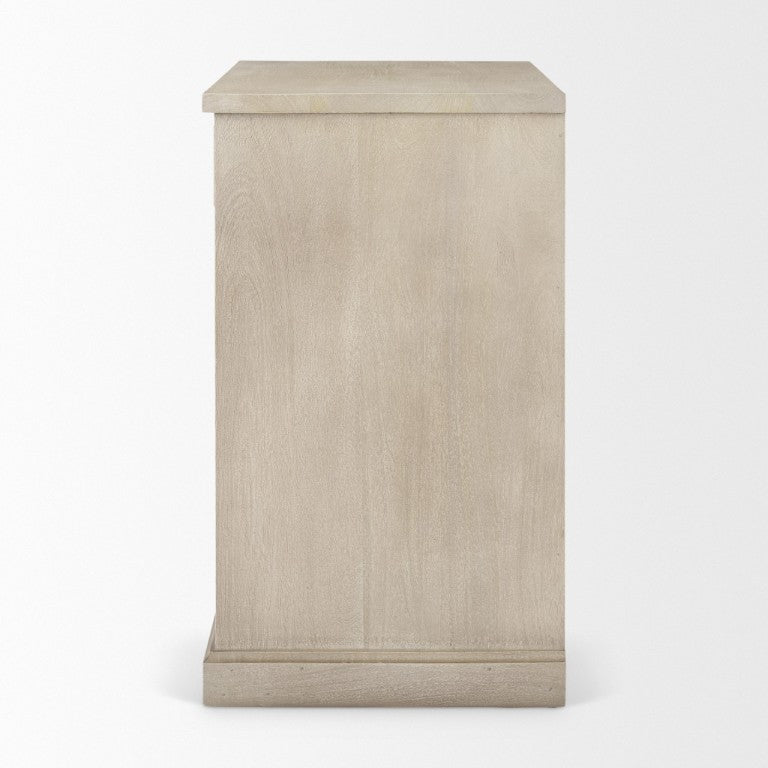 HomeRoots 19 Inch Solid Wood Accent Cabinet with Dual Doors and Bottom Drawer for Stylish Home Storage 18.5" W x 31.5" H x 33.5" D 727714