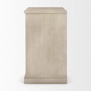 19 Inch Solid Wood Accent Cabinet with Dual Doors and Bottom Drawer for Stylish Home Storage