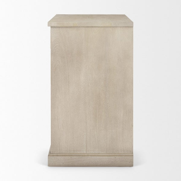 19 Inch Solid Wood Accent Cabinet with Dual Doors and Bottom Drawer for Stylish Home Storage