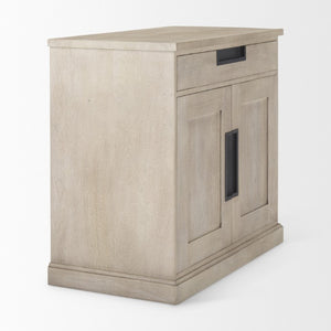 19 Inch Solid Wood Accent Cabinet with Dual Doors and Bottom Drawer for Stylish Home Storage
